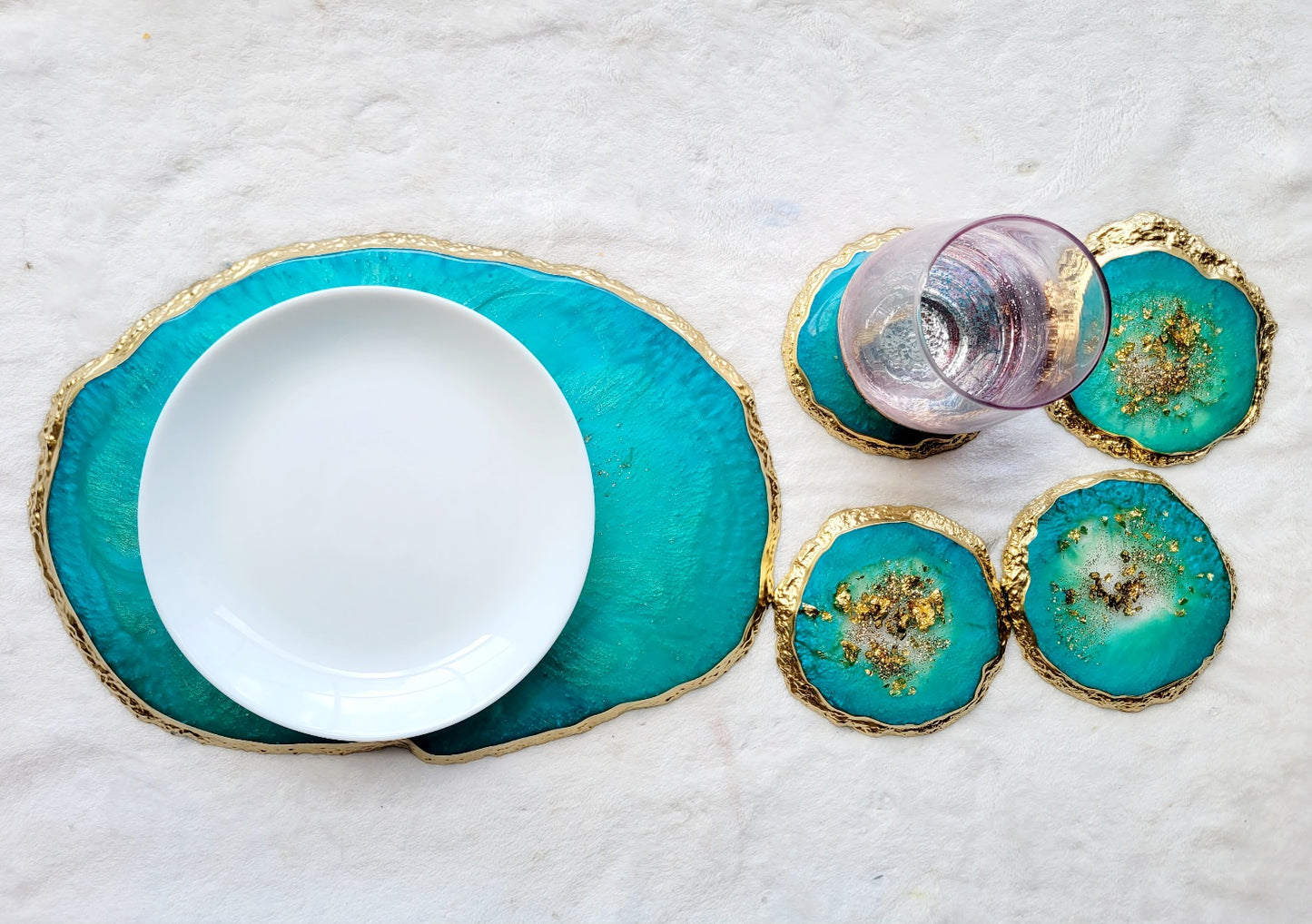 Teal Agate Vanity Decor Tray