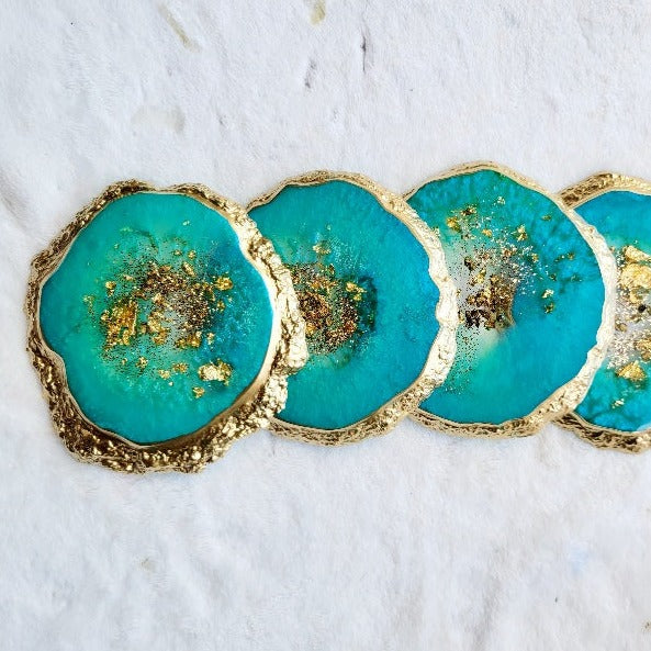 Teal Geode Glam Coaster