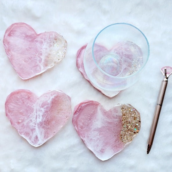 Pink Heart Ocean Coaster