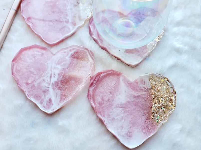 Pink Heart Ocean Coaster