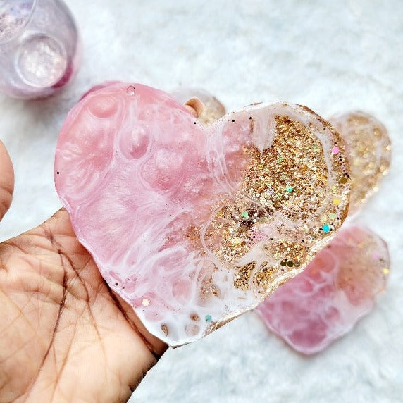 Pink Heart Ocean Coaster