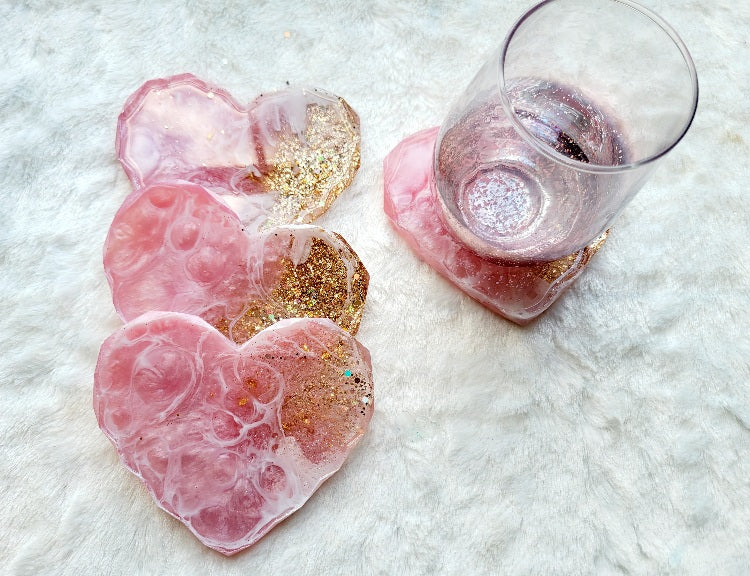 Pink Heart Ocean Coaster