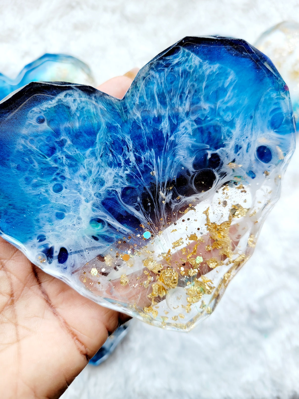 Blue Heart Ocean Coaster – Debbie's Artistry - Main Image