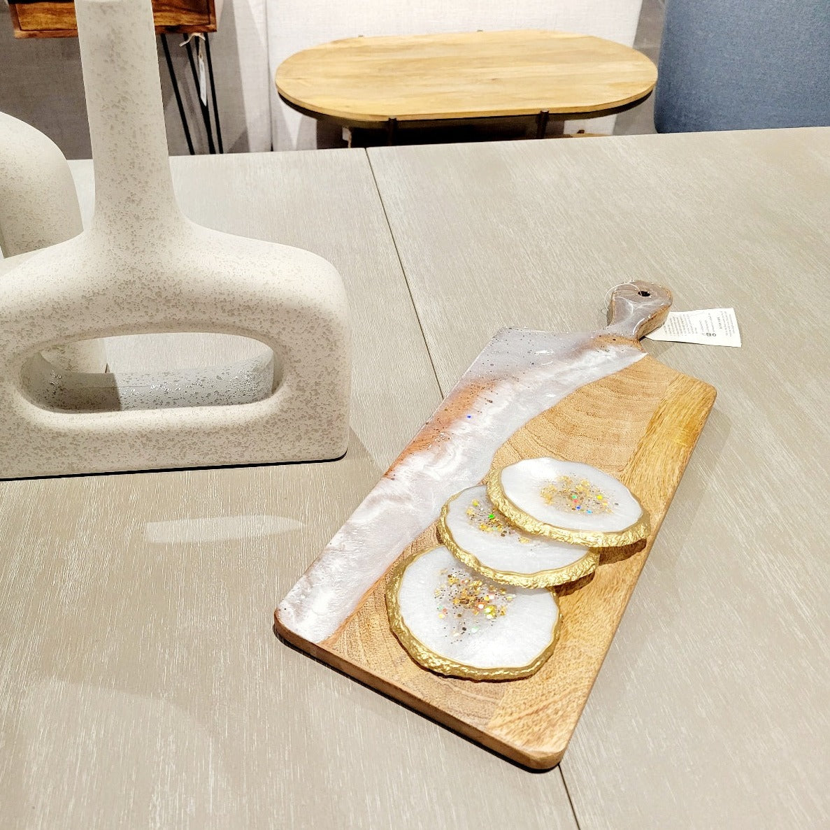 Pearl White Geode Glam Coaster