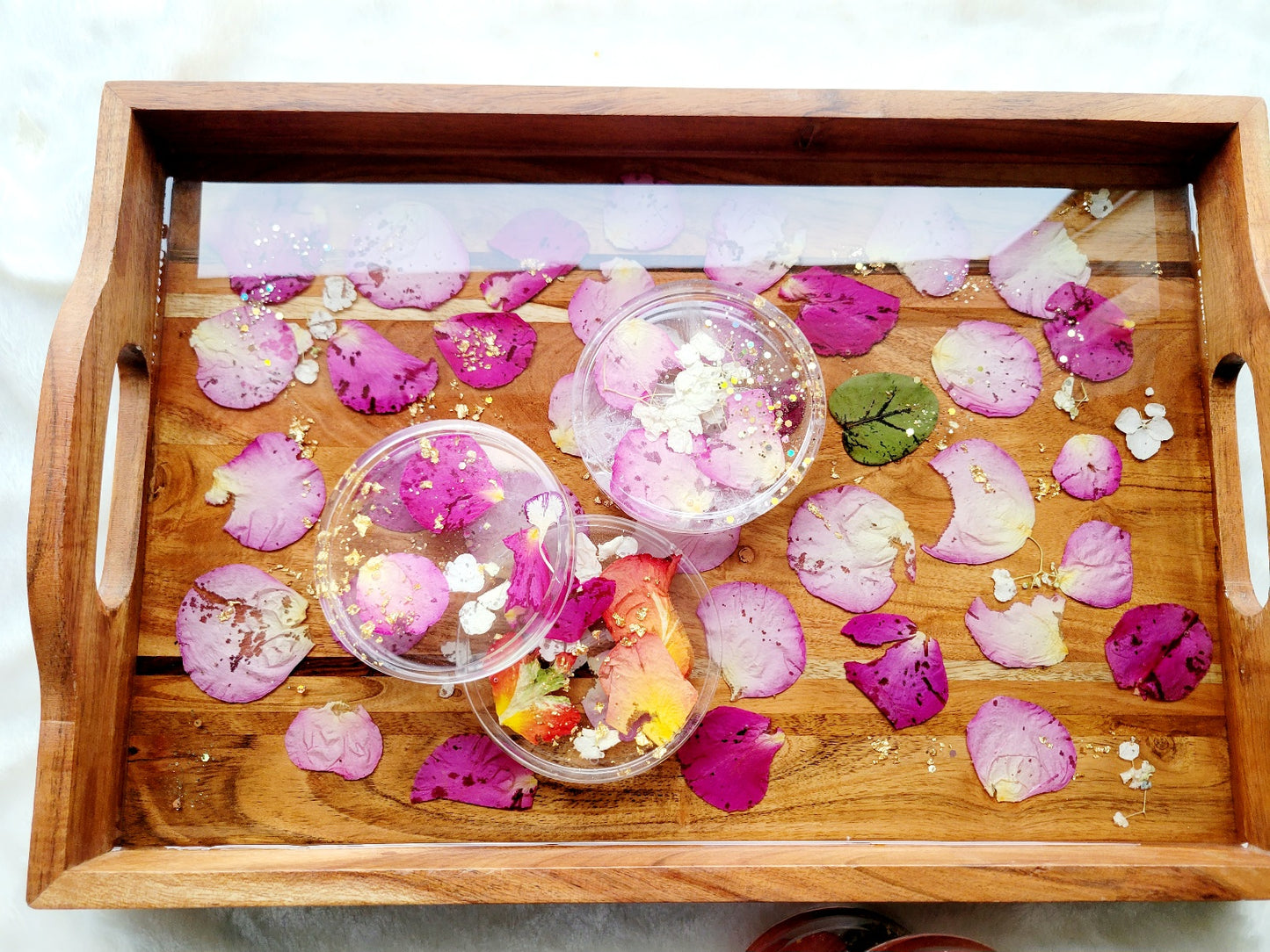 Paige B- Floral Preservation Wood Tray