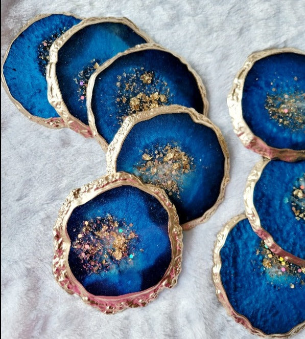 Blue Geode Glam Coaster