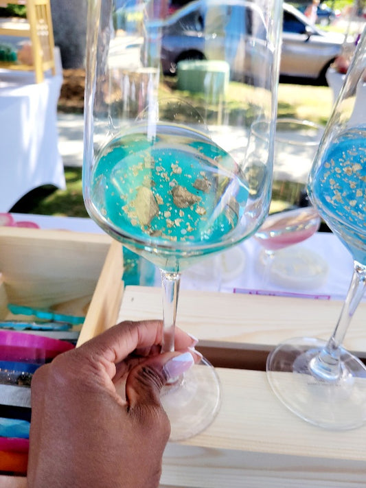 Glam Wine Glass-Teal