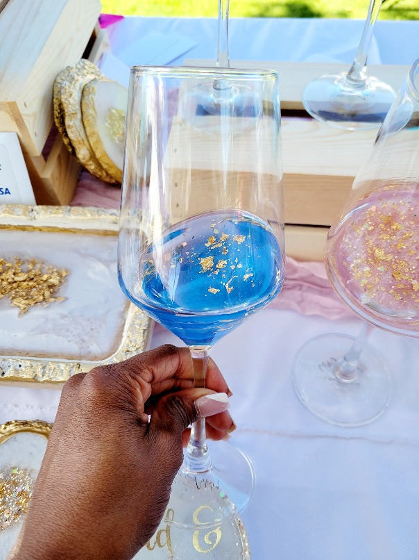 Glam Wine Glass-Light Blue