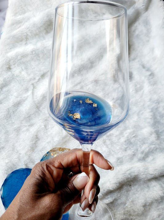 Glam Wine Glass-Blue
