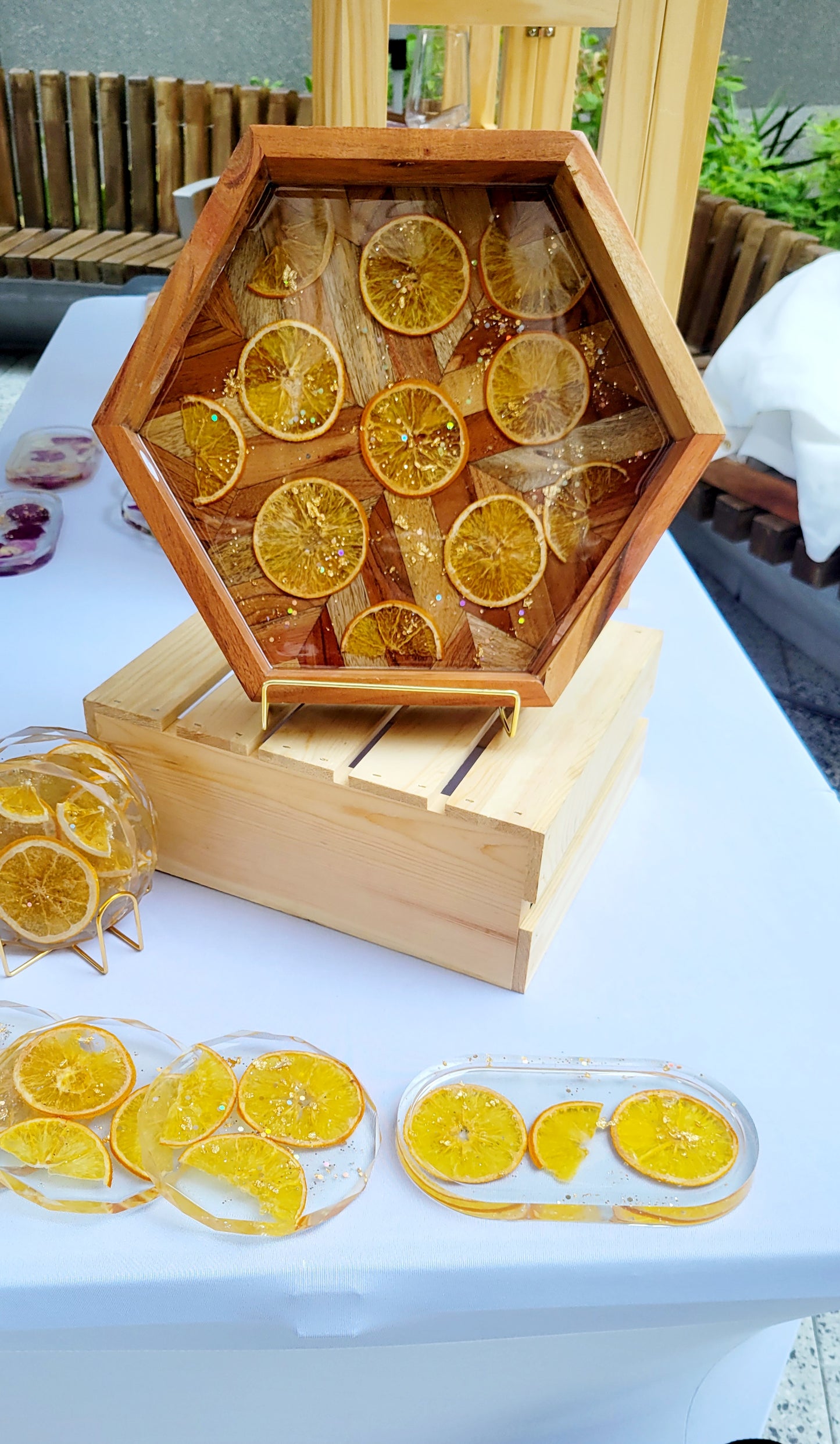 Citrus Orange Slice Hexagon Tray