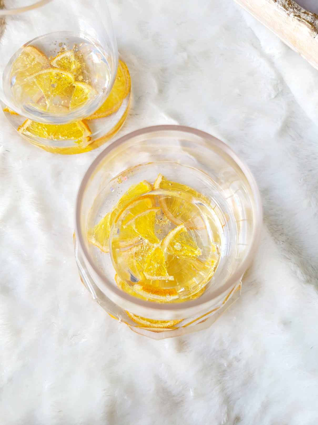 Shatterproof Stemless Wine Glass-Orange Slices