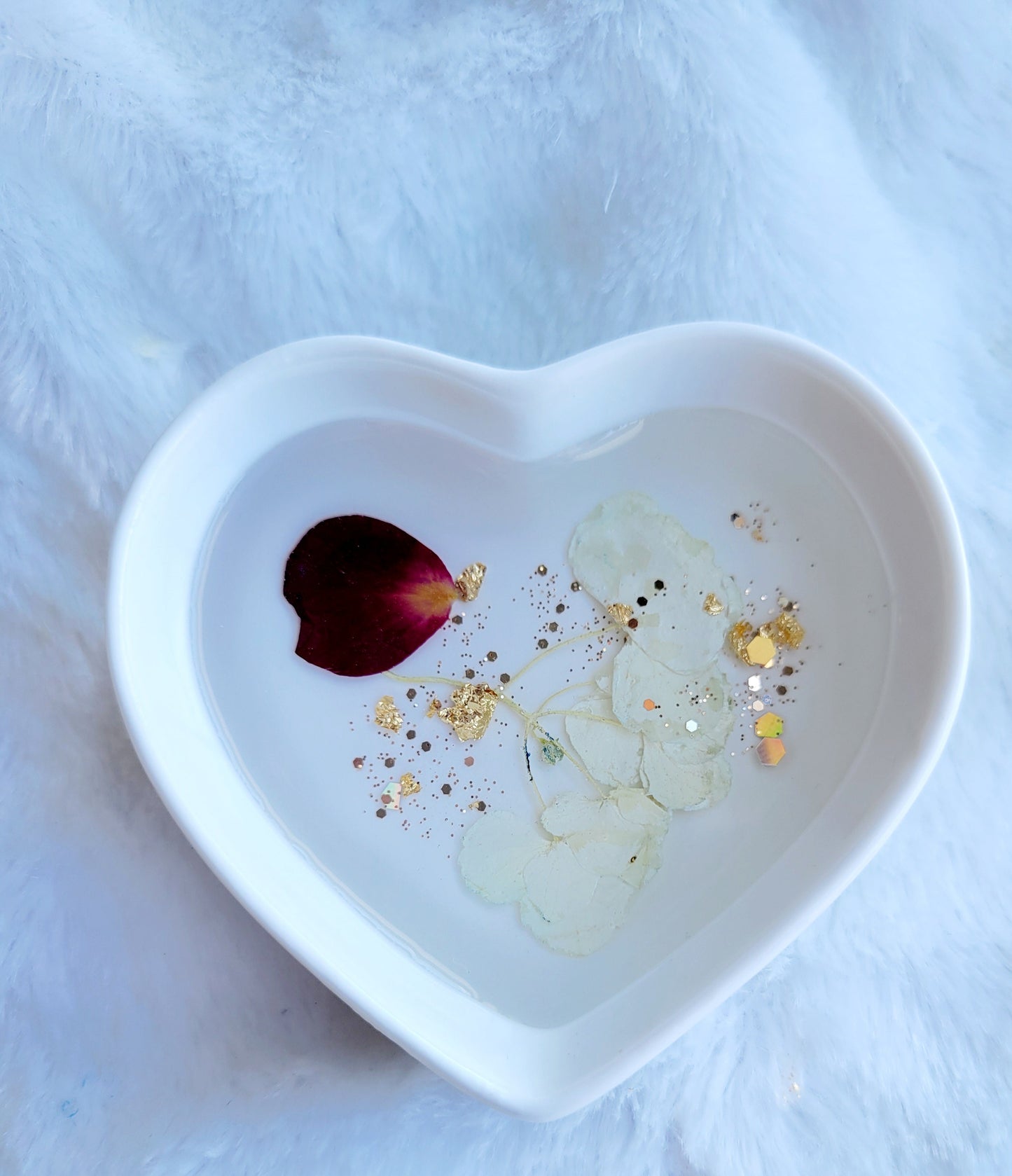 Heart Jewelry Dish-Red & White Floral