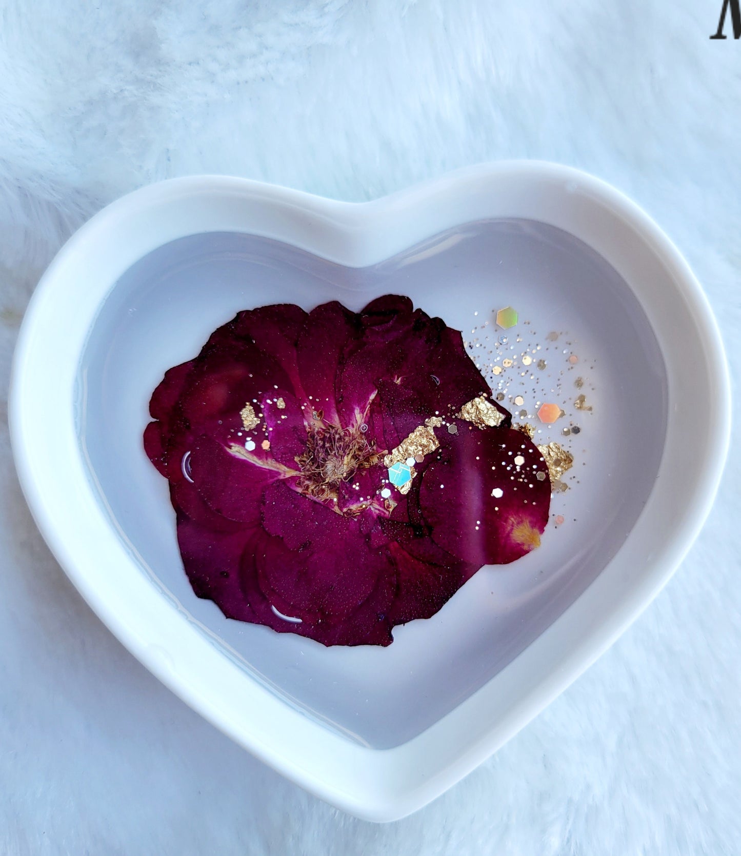 Heart Jewelry Dish-Deep Red Flower