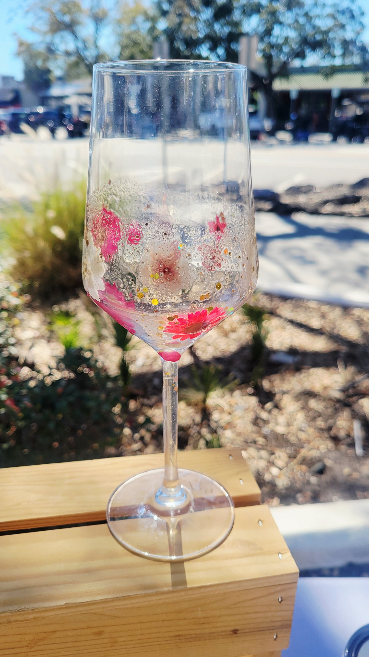 Floral Wine Glass