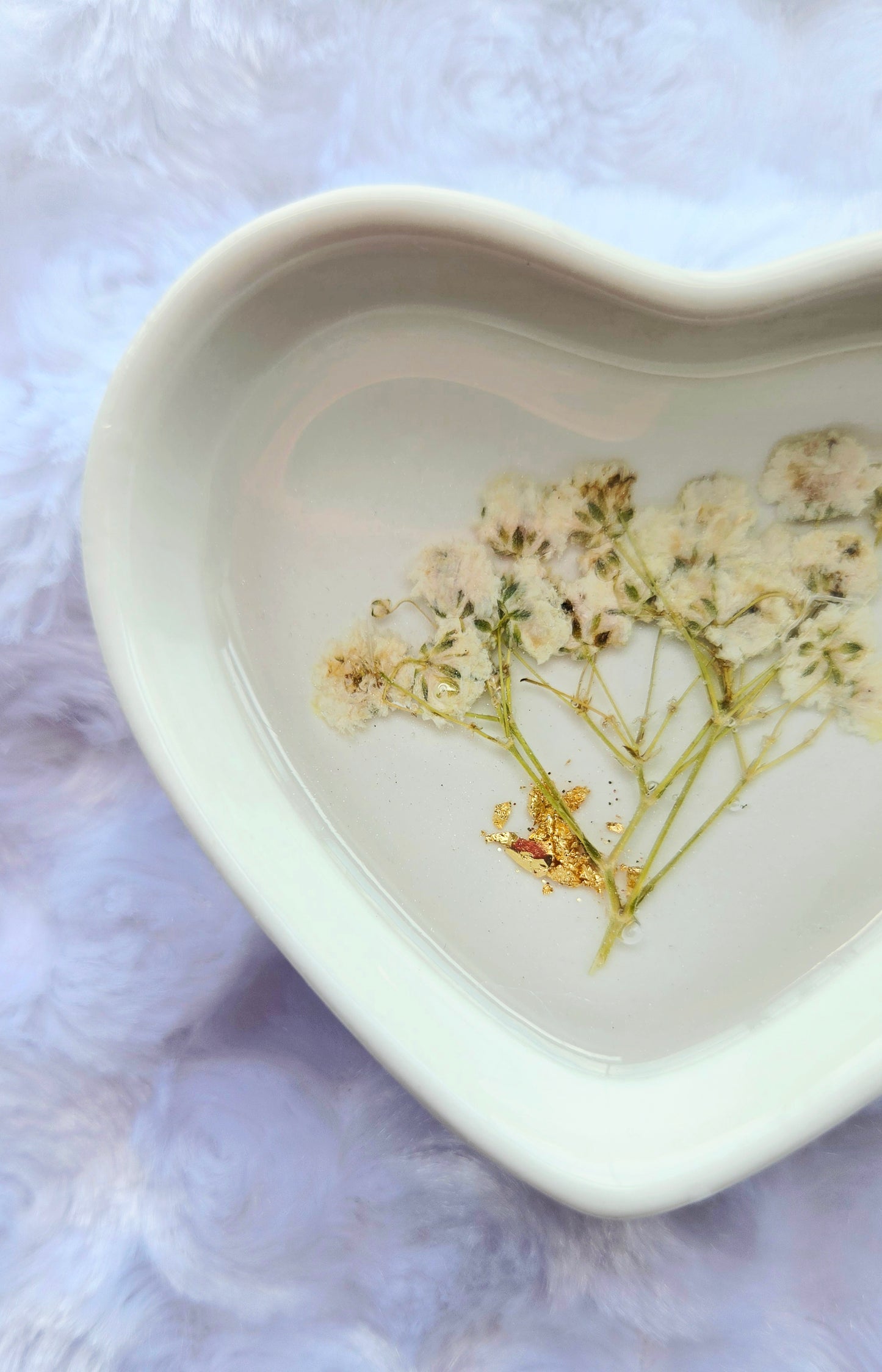Heart Jewelry Dish-White Florals