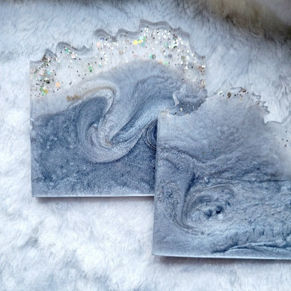 Grey Gold Swirl Live Edge Coaster