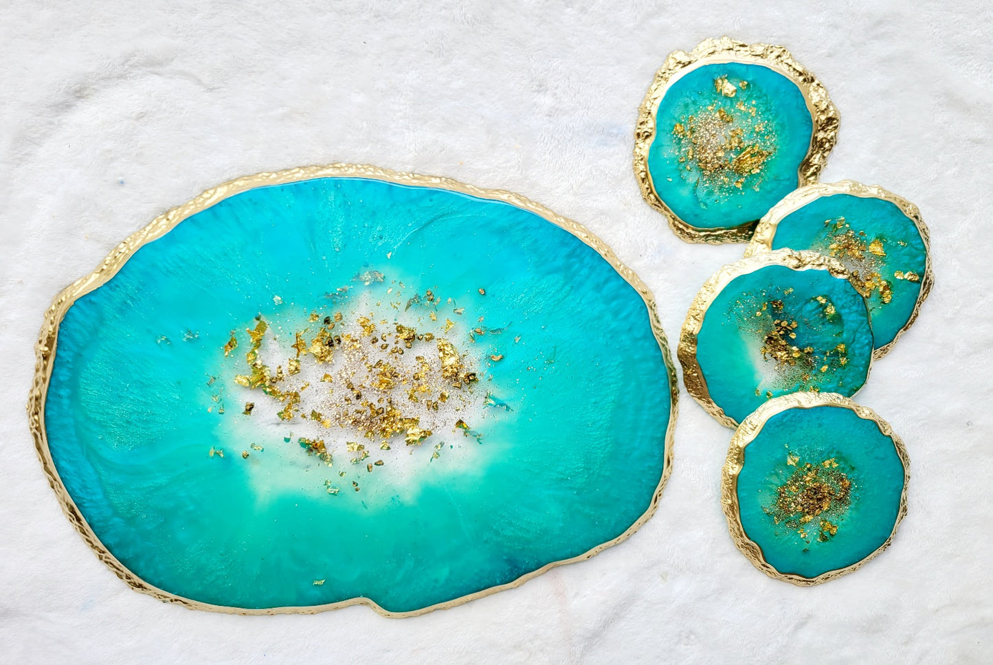 Teal Agate Vanity Decor Tray