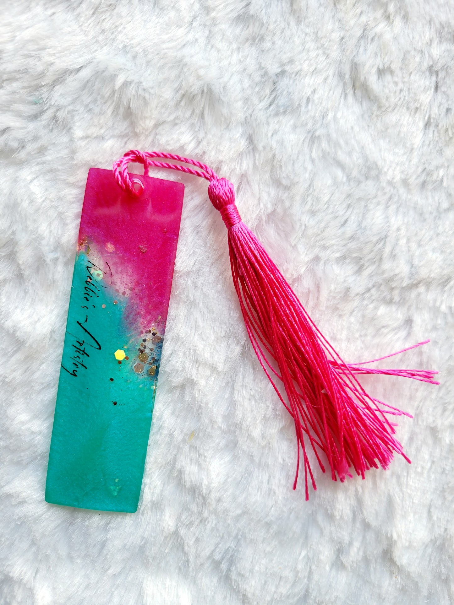 Pink/Teal Sparkle Bookmark- Short