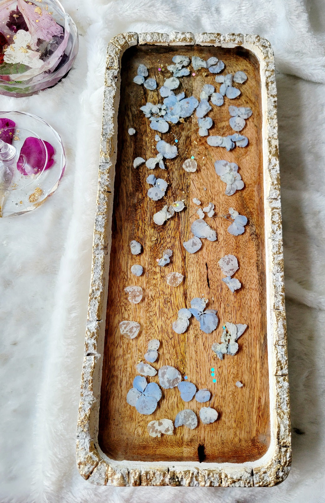 Blue Hydrangeas Floral Accent Tray