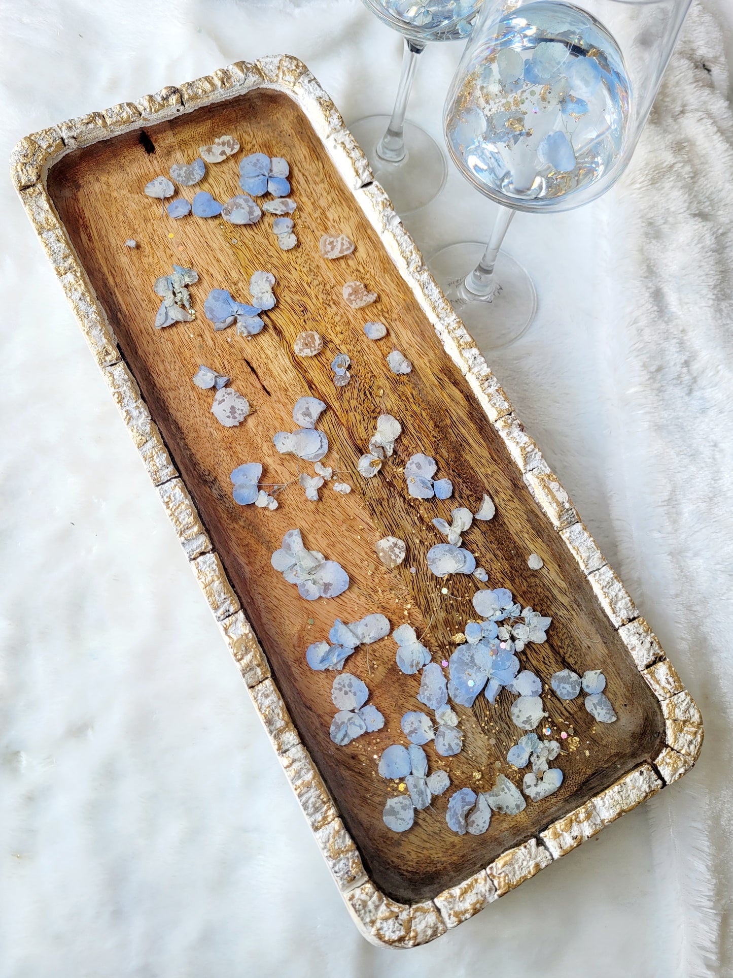 Blue Hydrangeas Floral Accent Tray