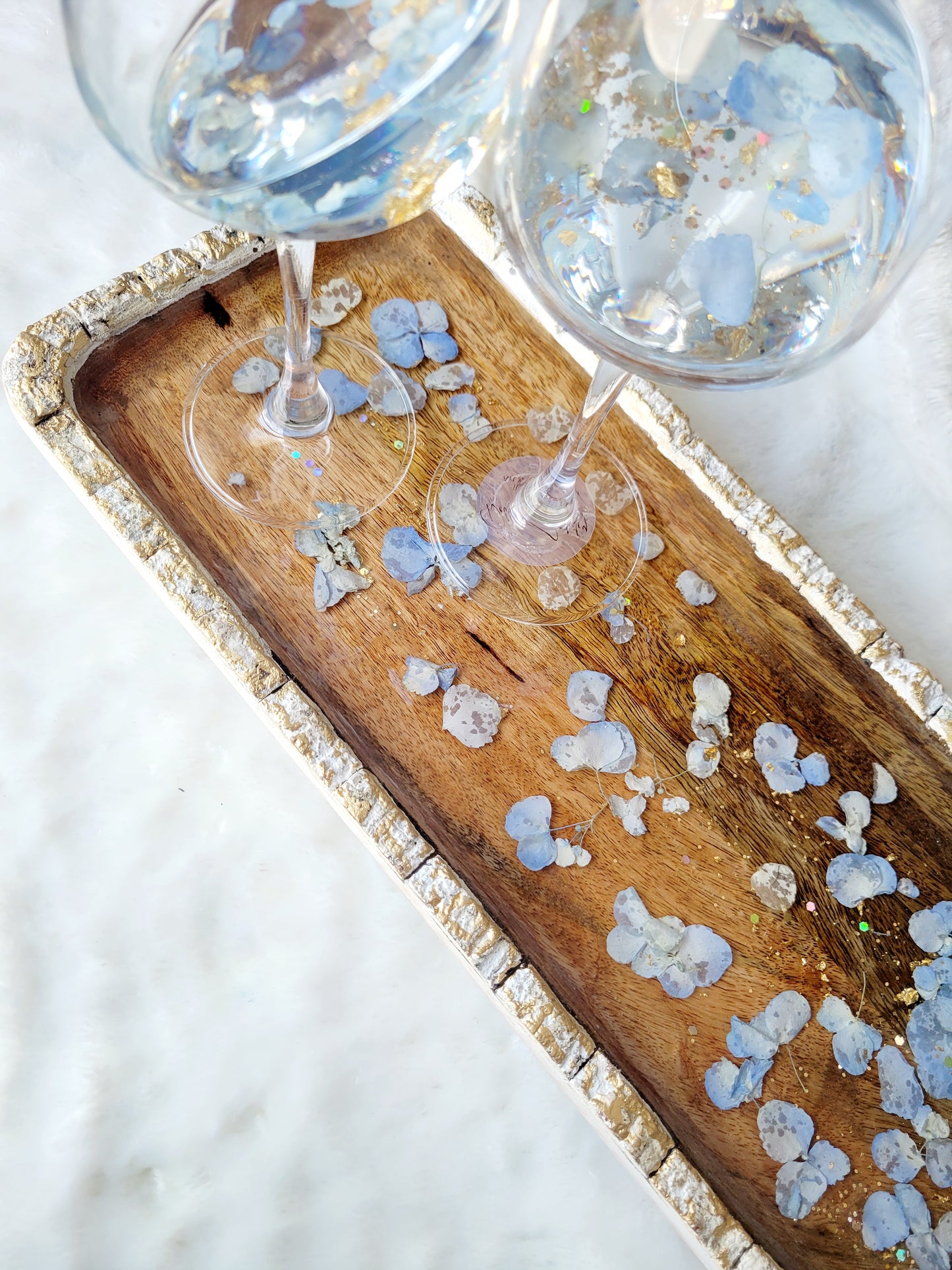 Blue Hydrangeas Floral Accent Tray