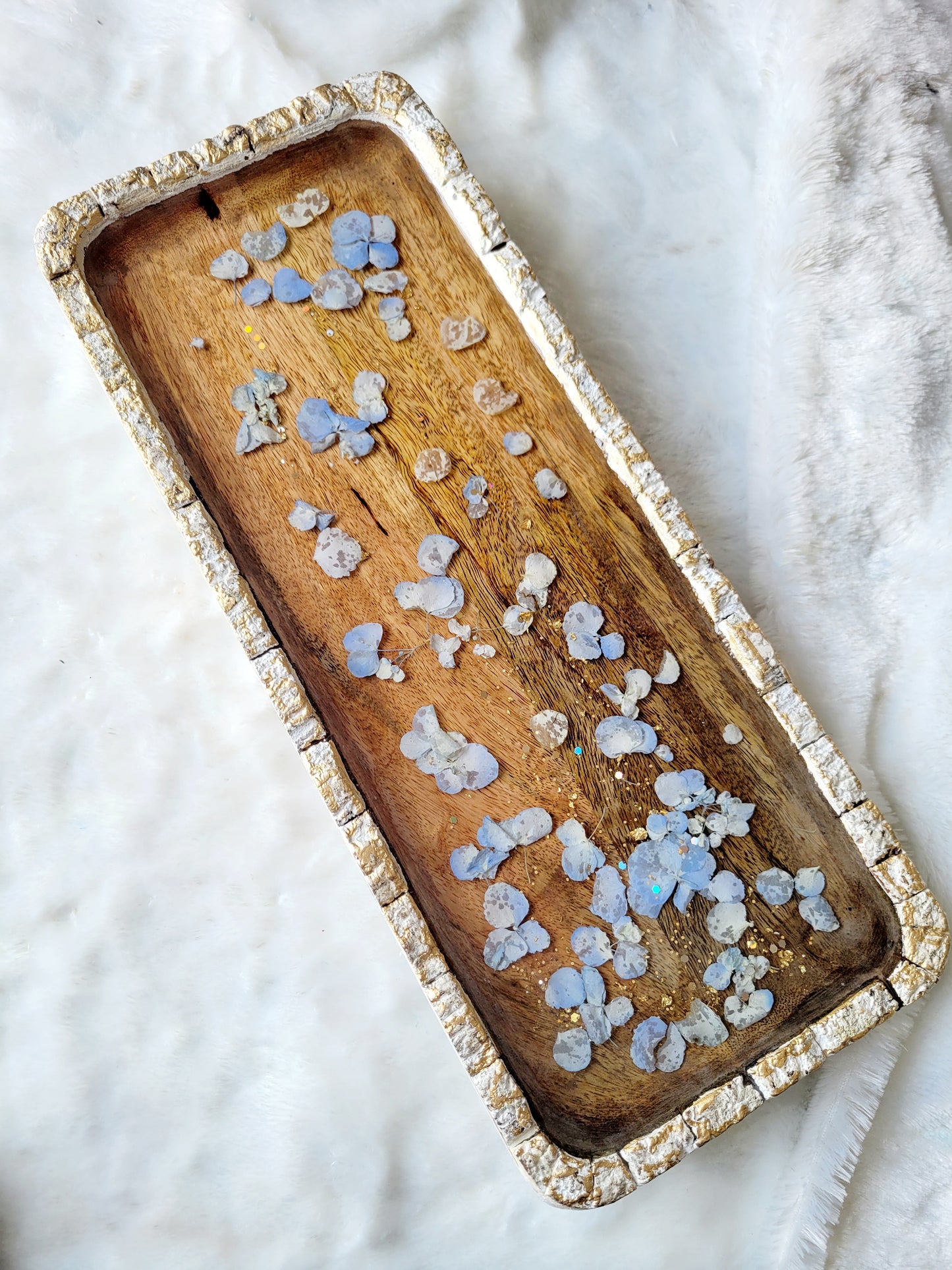 Blue Hydrangeas Floral Accent Tray