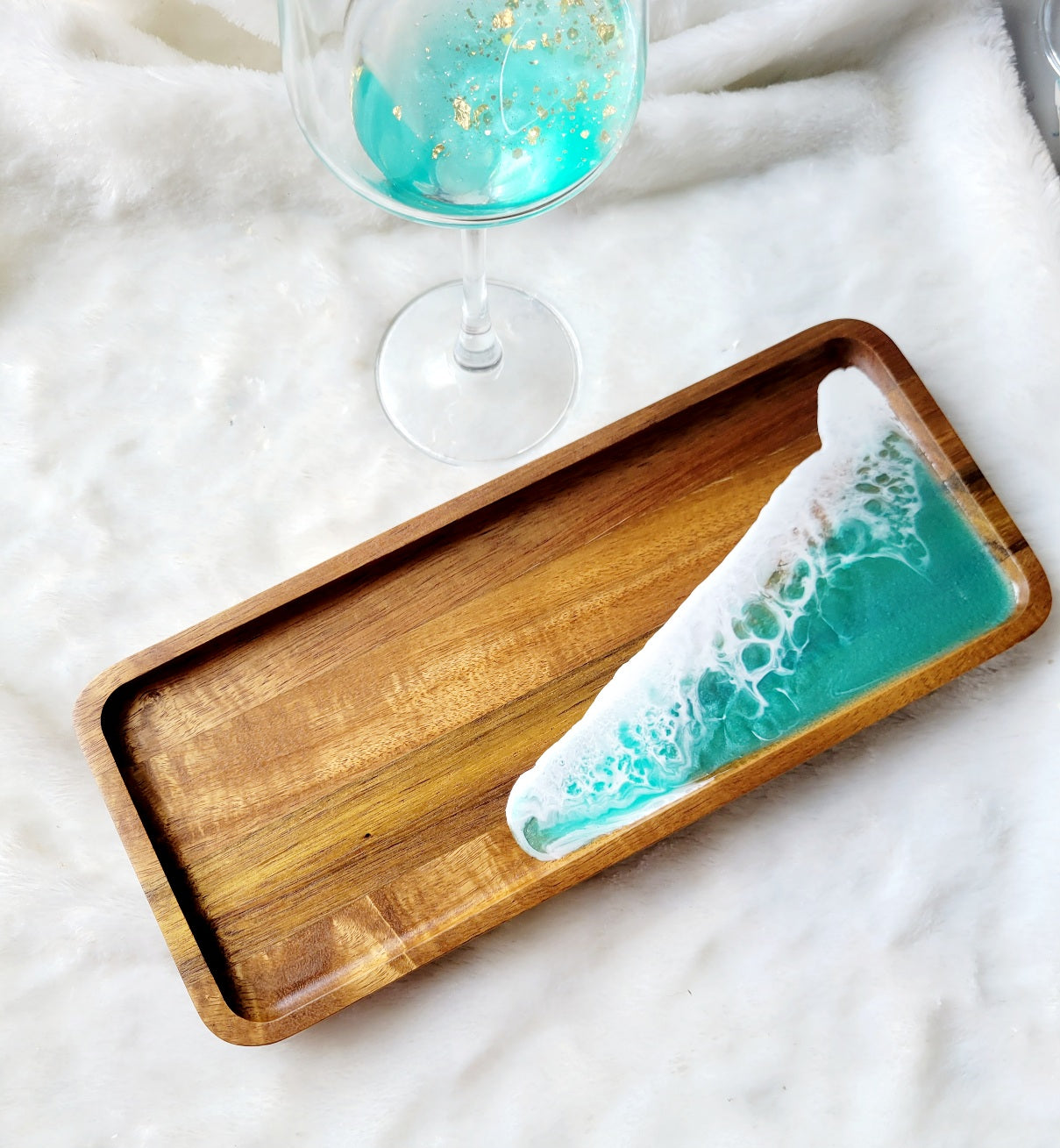 Teal Accent Vanity Tray (No Stones)