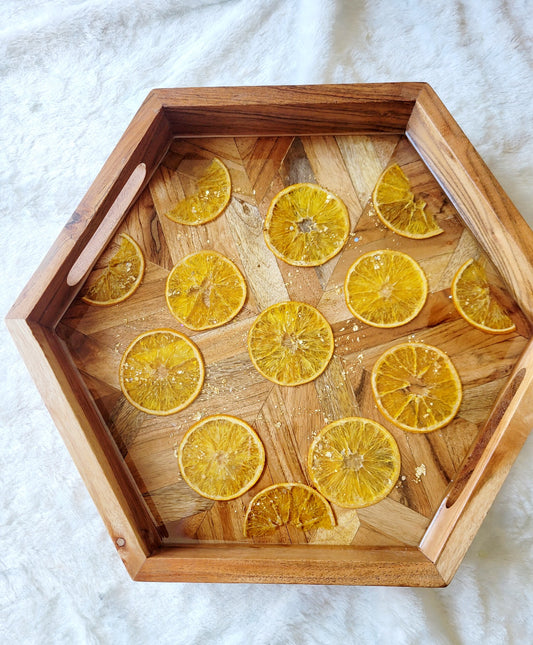 Citrus Orange Slice Hexagon Tray