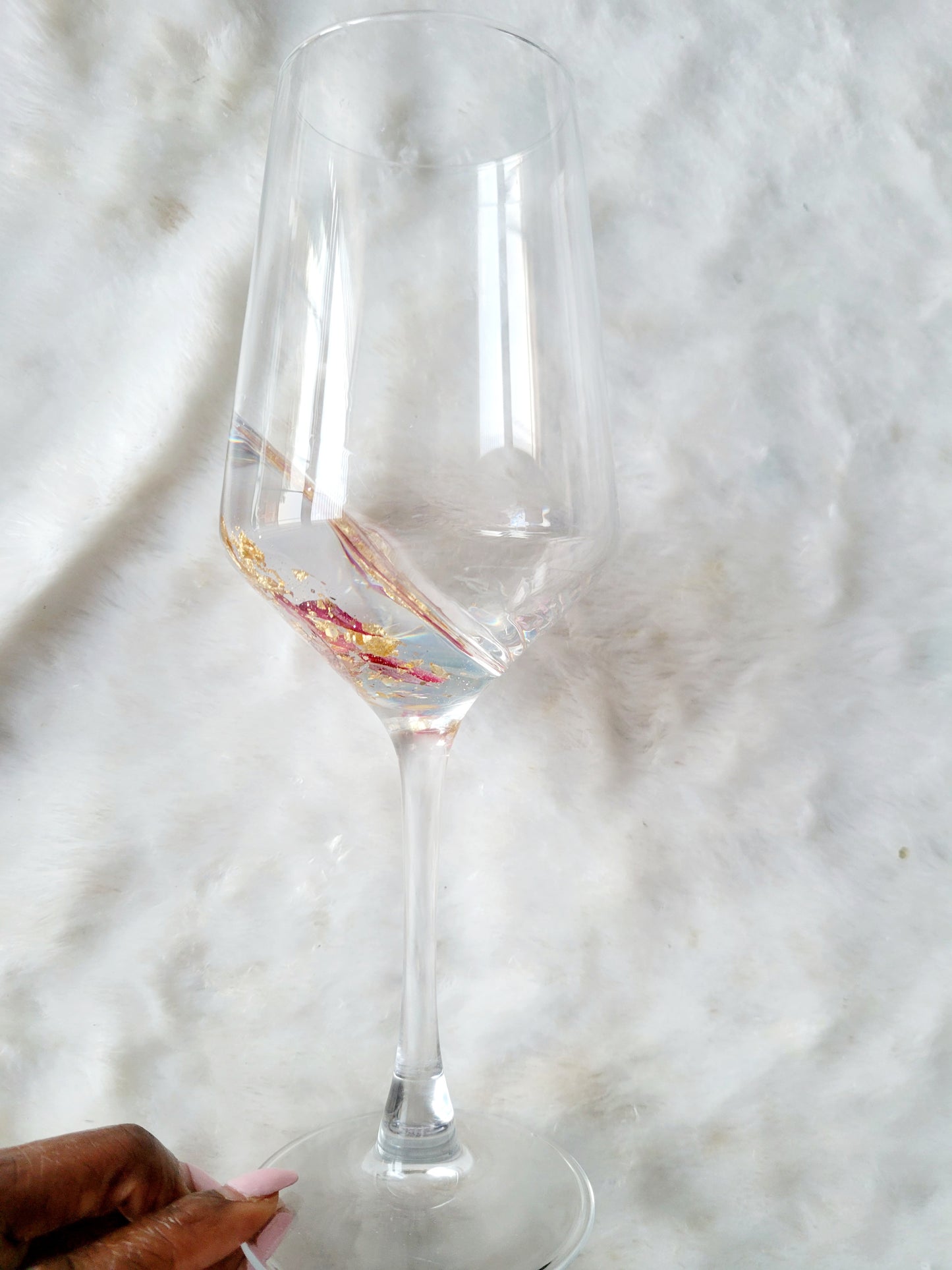 Glam Wine Glass-Red Floral