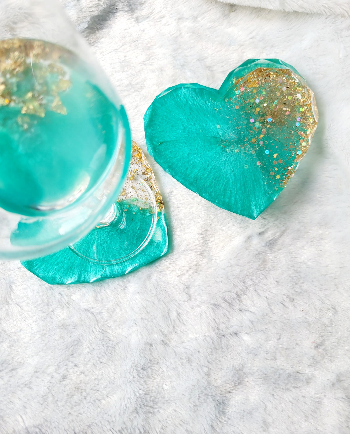 Teal Heart Coaster