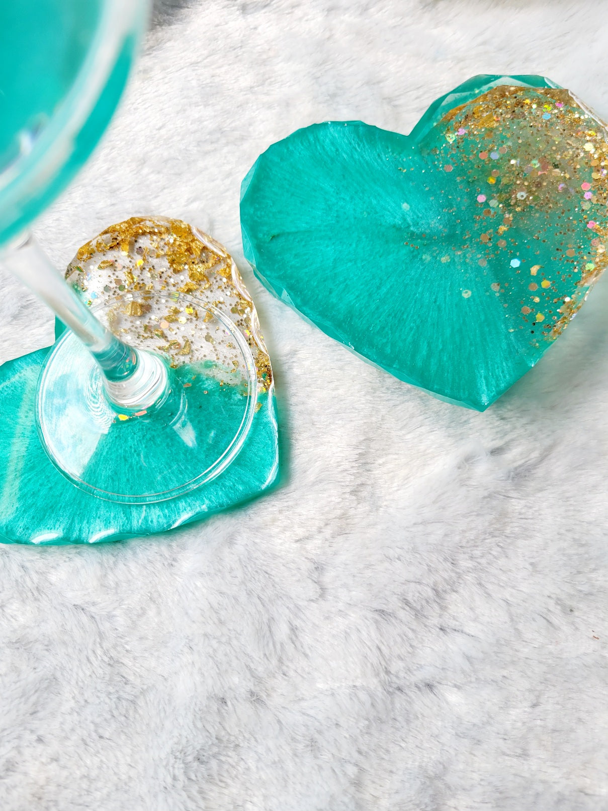 Teal Heart Coaster