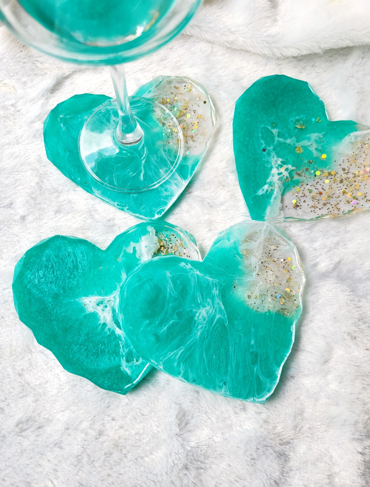 Teal Heart Ocean Coaster