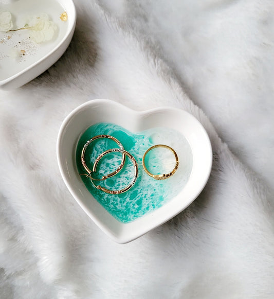 Heart Jewelry Dish-Teal Ocean