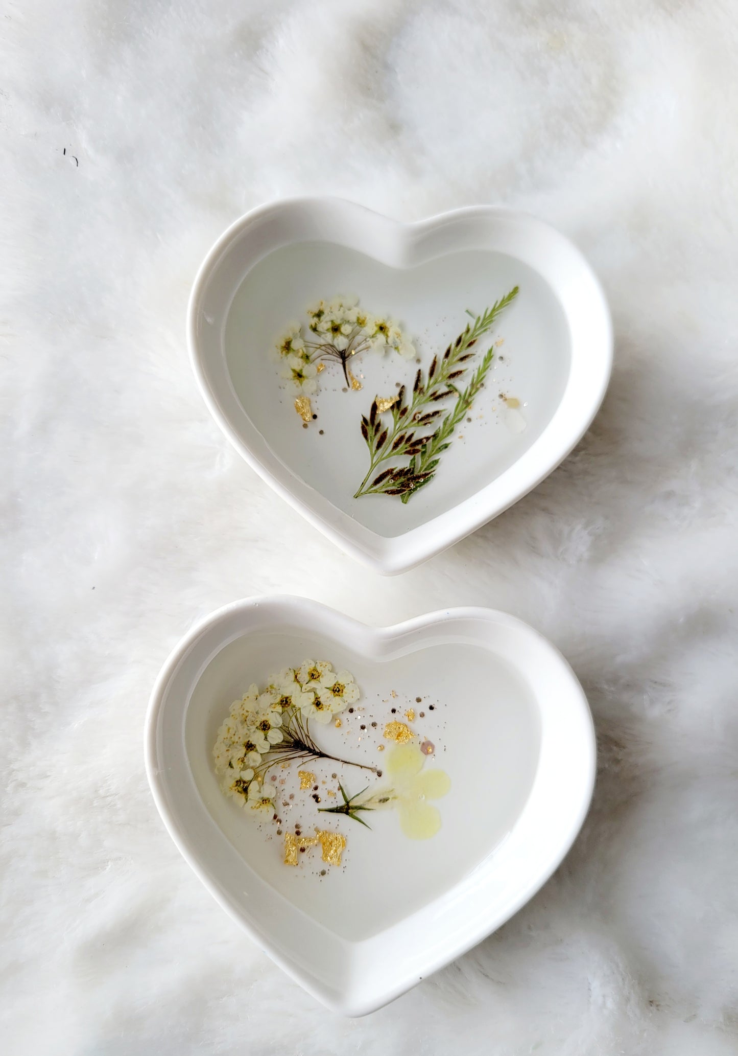 Floral Heart Dish & Shot Glass Bundle-White Florals