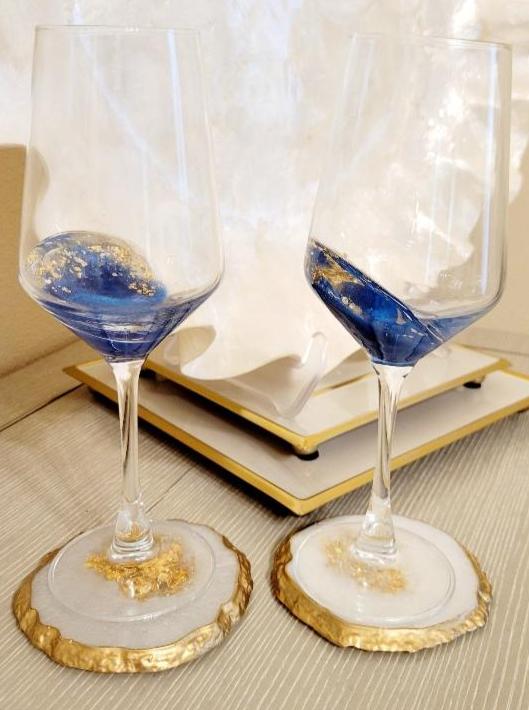 Glam Wine Glass-Blue