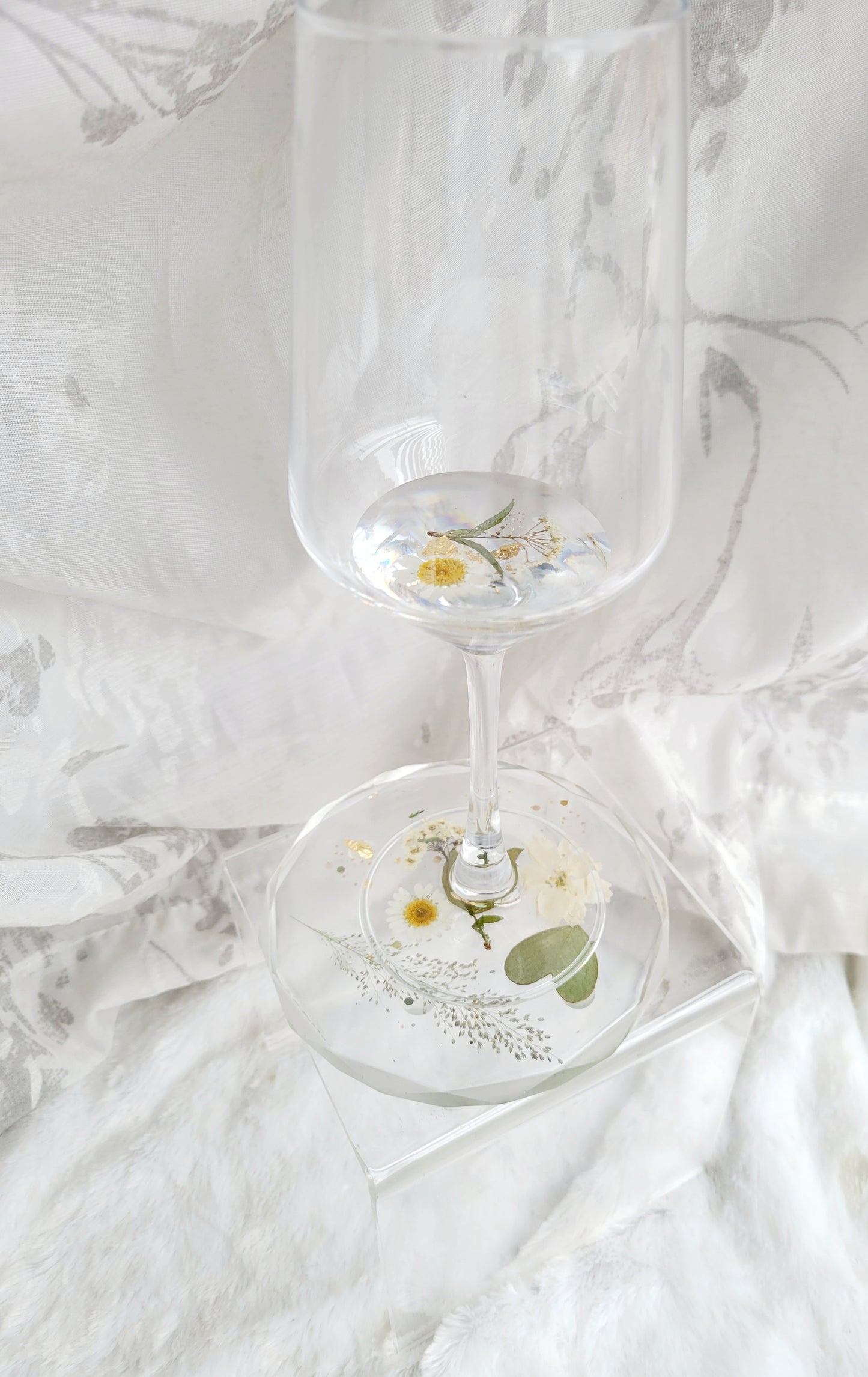 Wine Glass & Coaster Bundle-White Florals