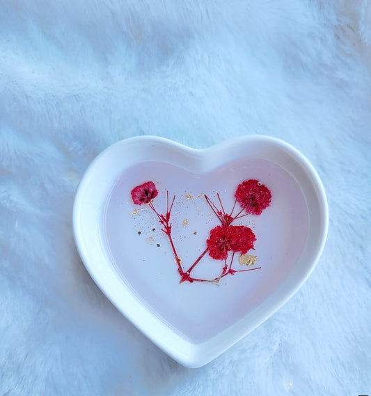 Heart Jewelry Dish-Red Florals