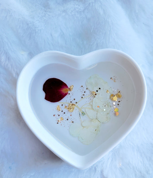 Heart Jewelry Dish-Red & White Floral