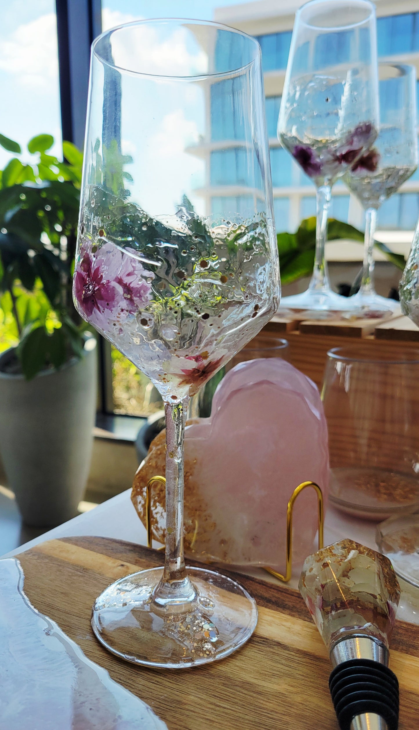Floral Wine Glass
