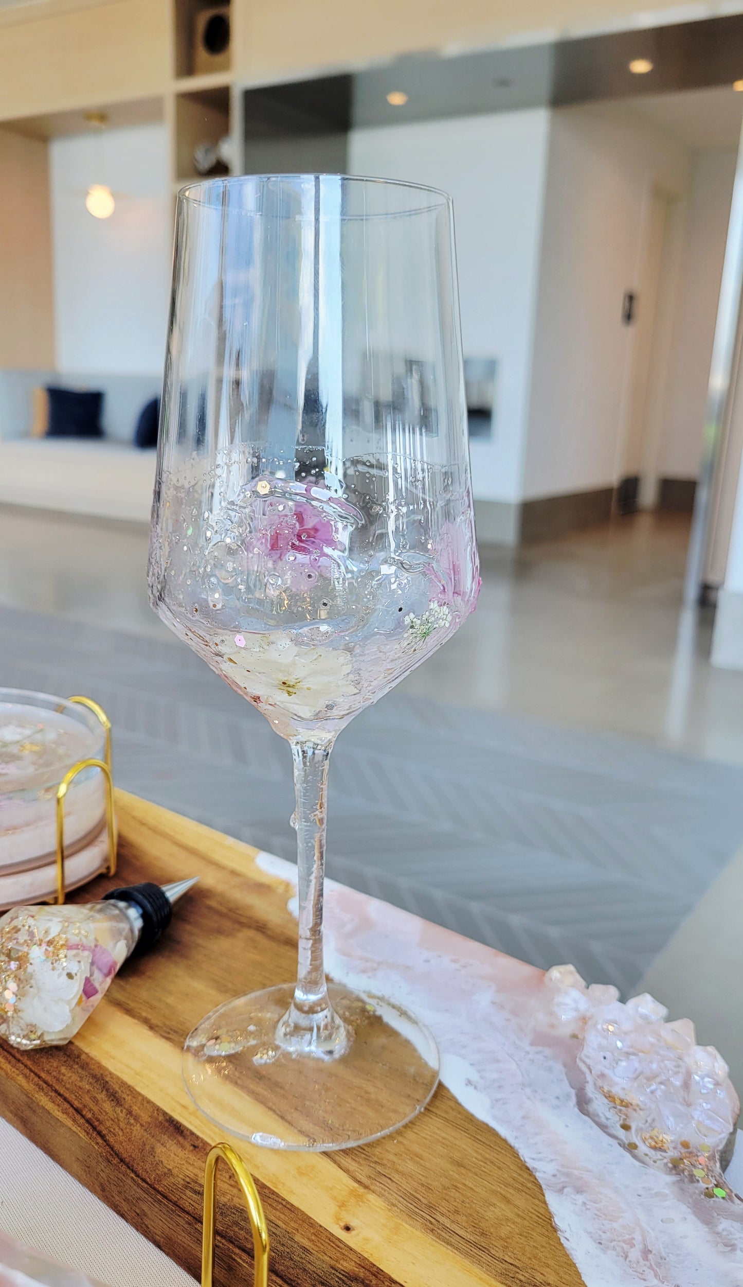 Floral Wine Glass