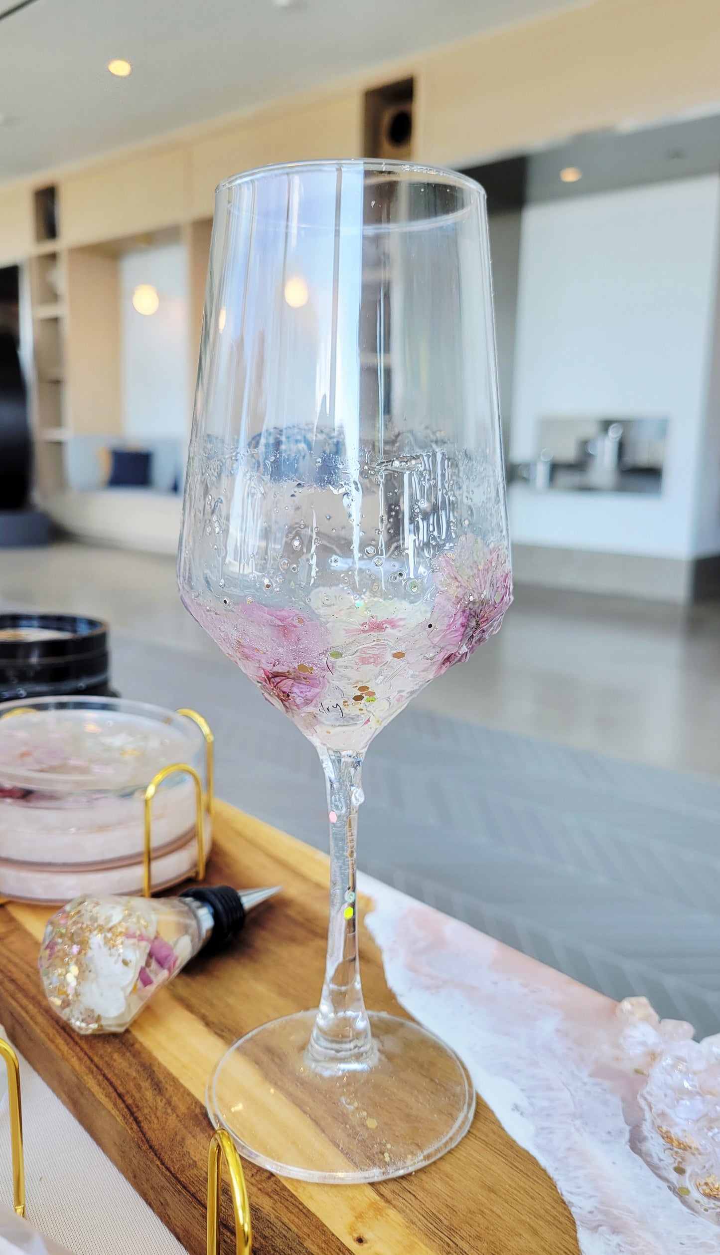 Floral Wine Glass