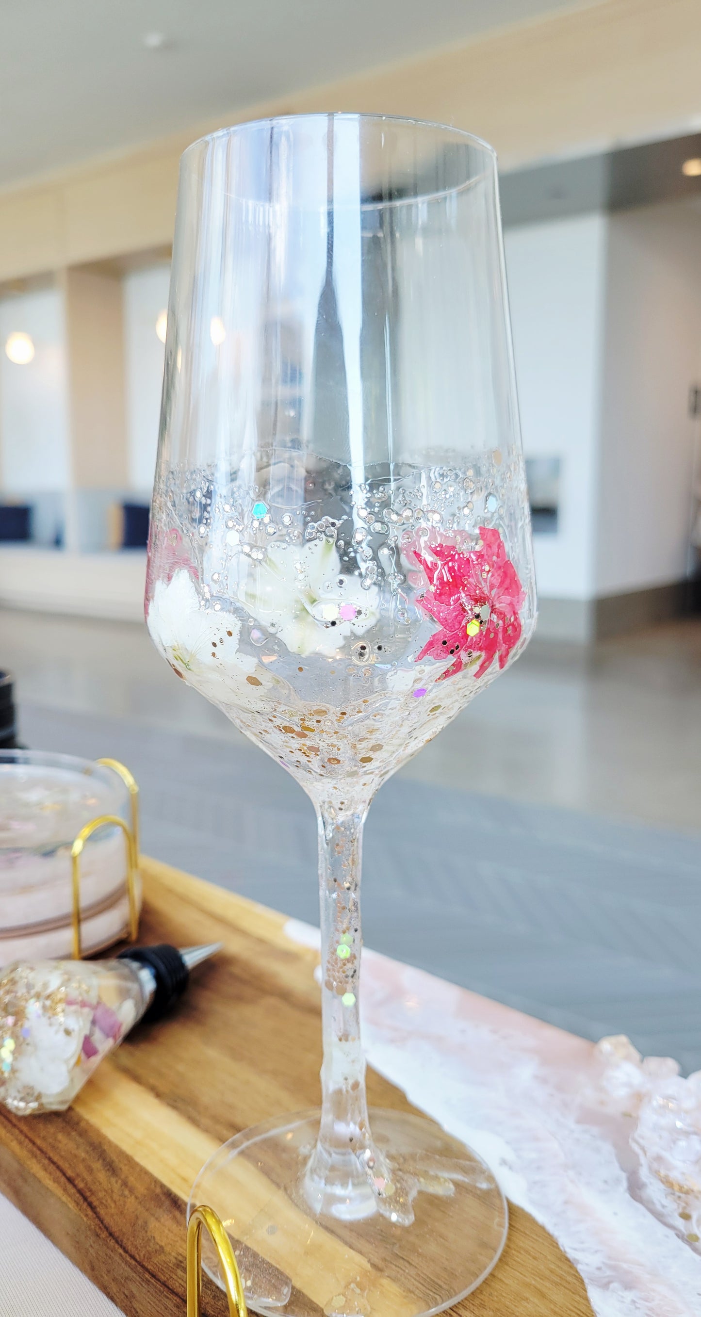 Floral Wine Glass