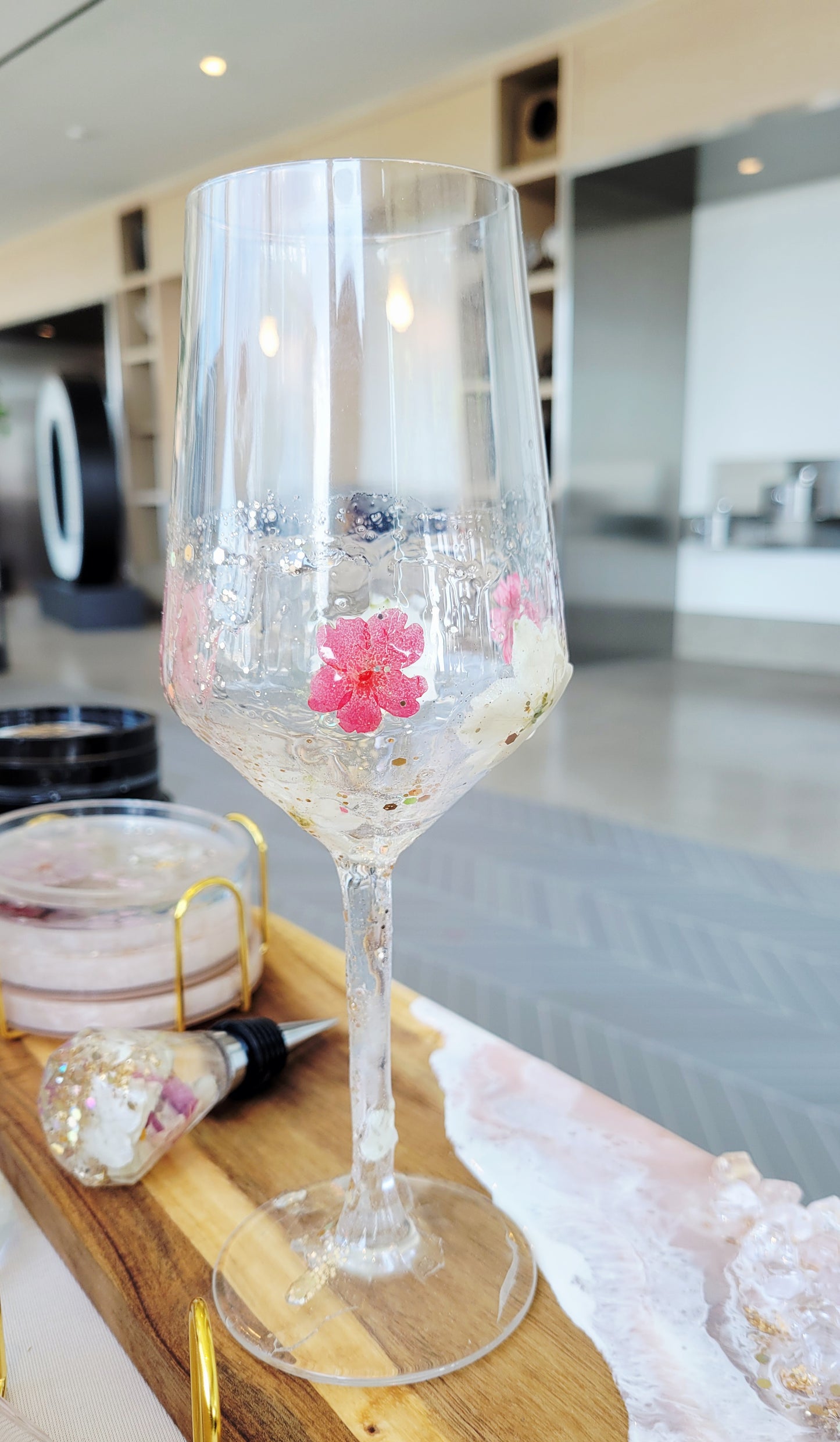 Floral Wine Glass
