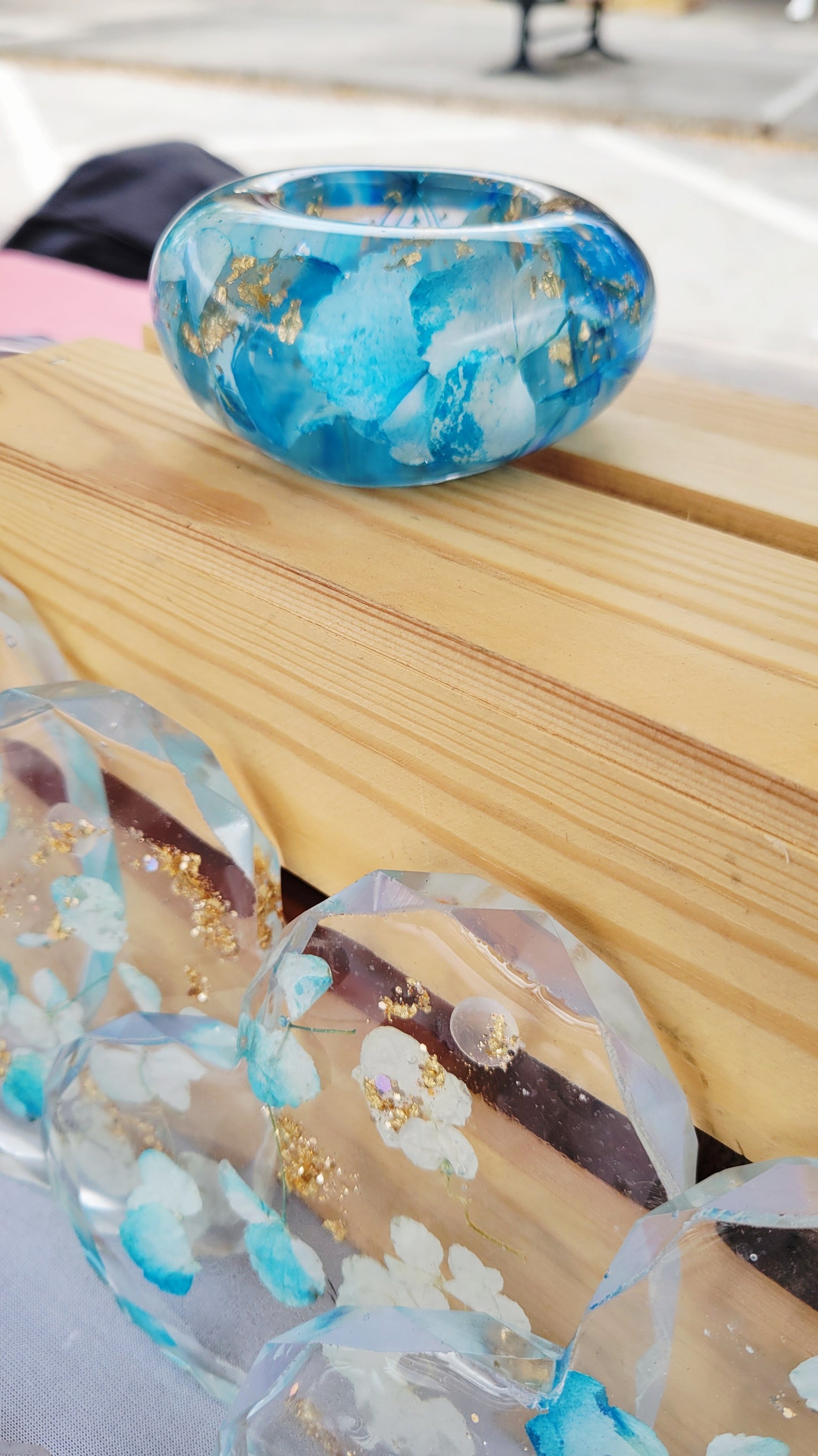 Blue Hydrangeas Tealight Candle Holder