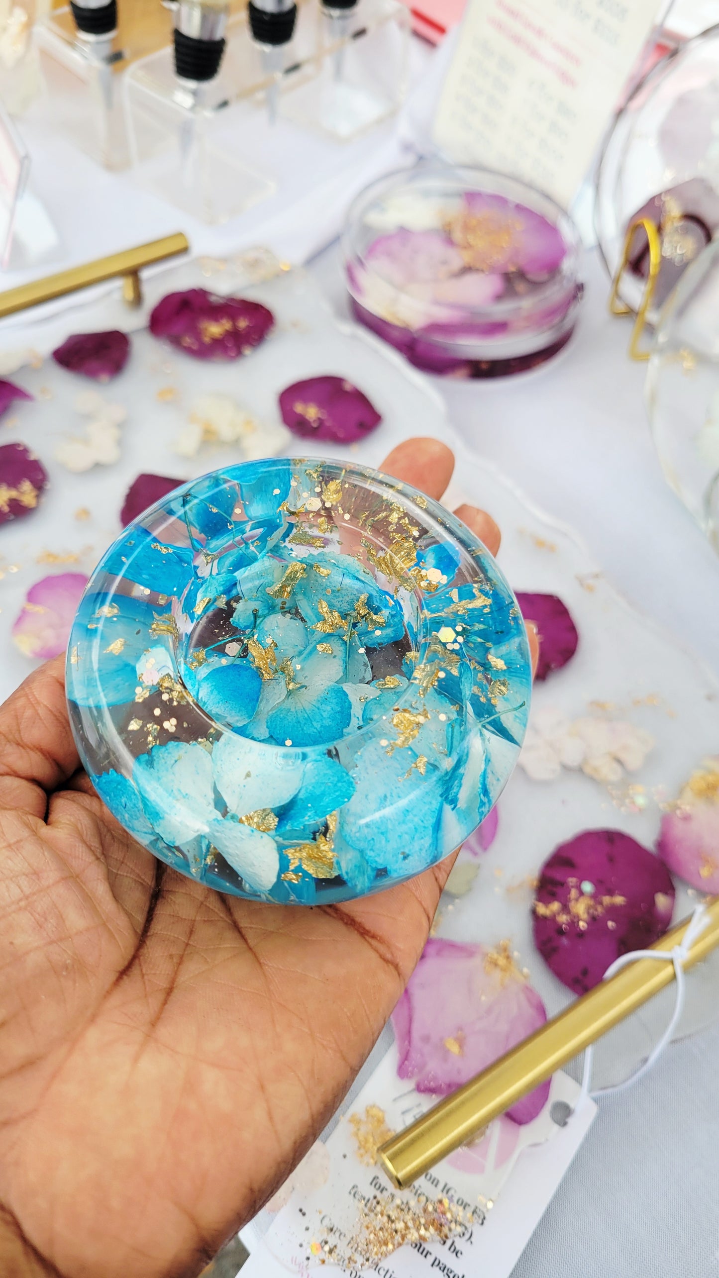 Blue Hydrangeas Tealight Candle Holder