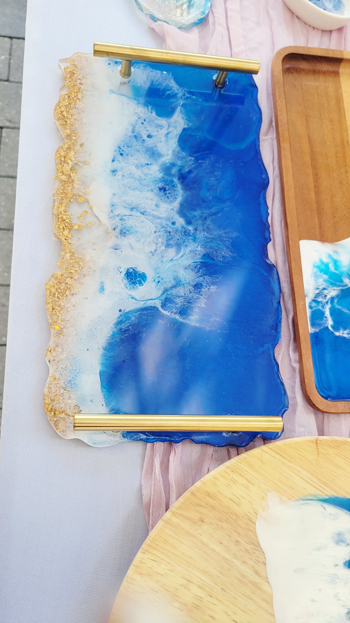 Ocean Glam Tray with Gold