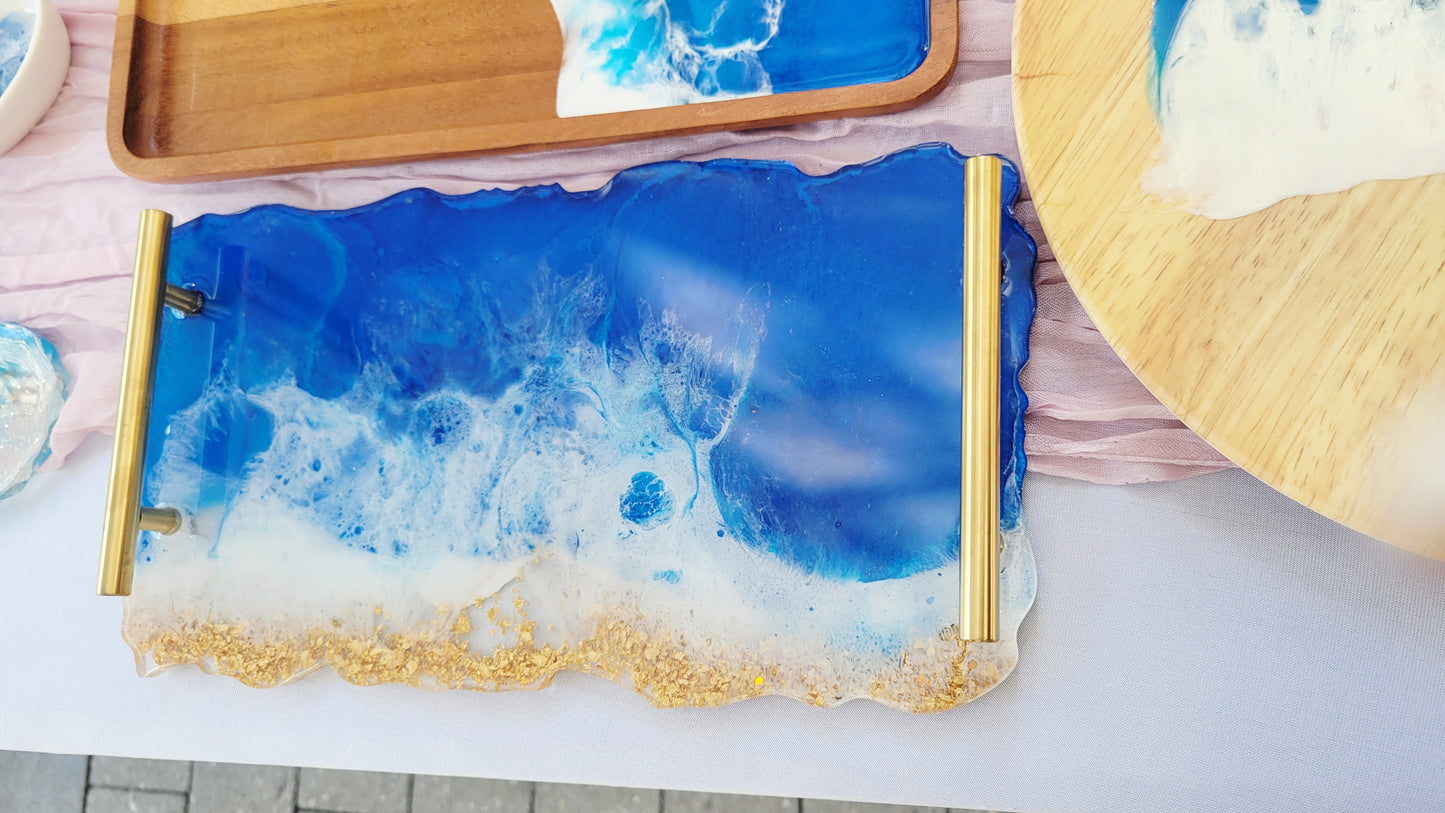 Ocean Glam Tray with Gold