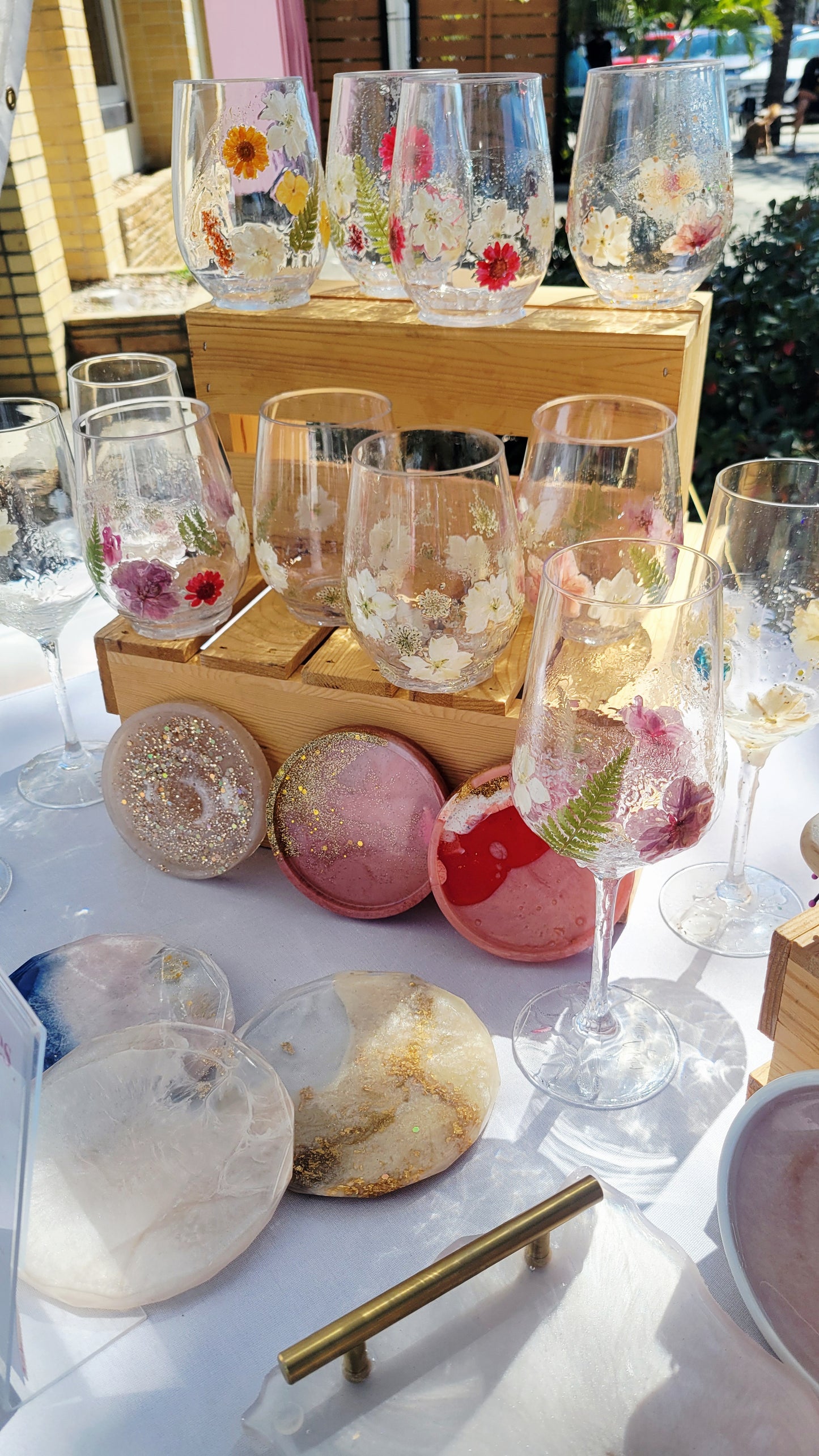 Shatterproof Stemless Wine Glass-Florals
