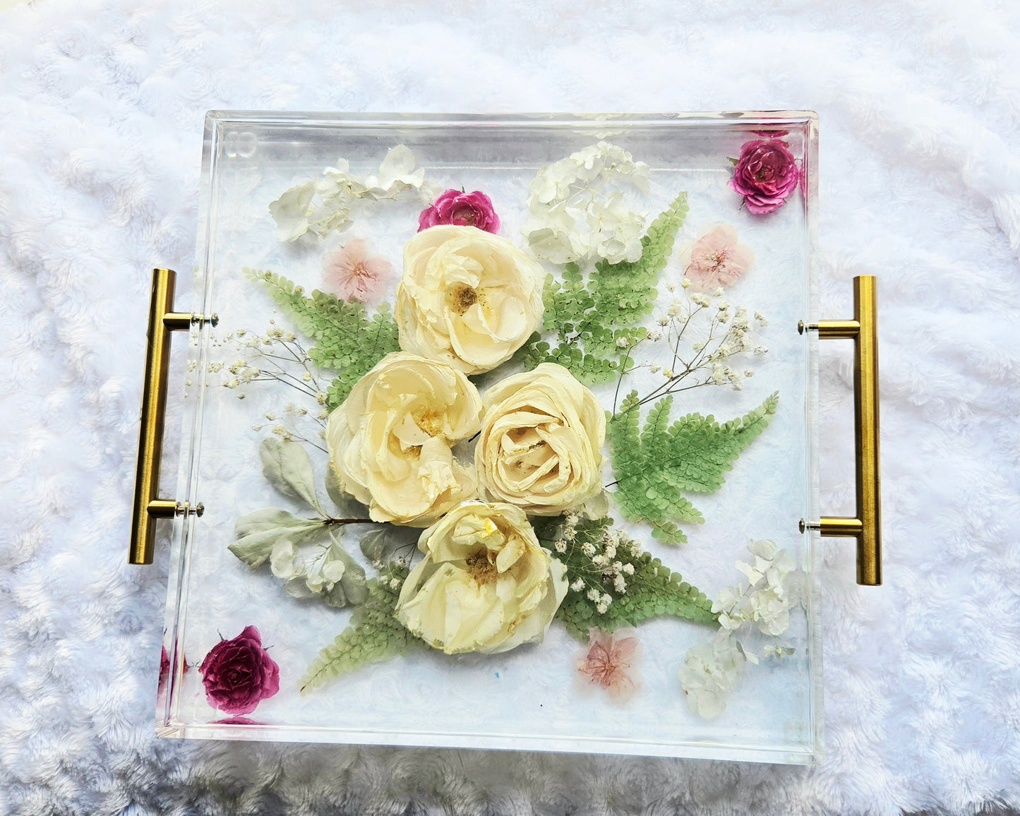 12" x 12" Floral Resin Tray