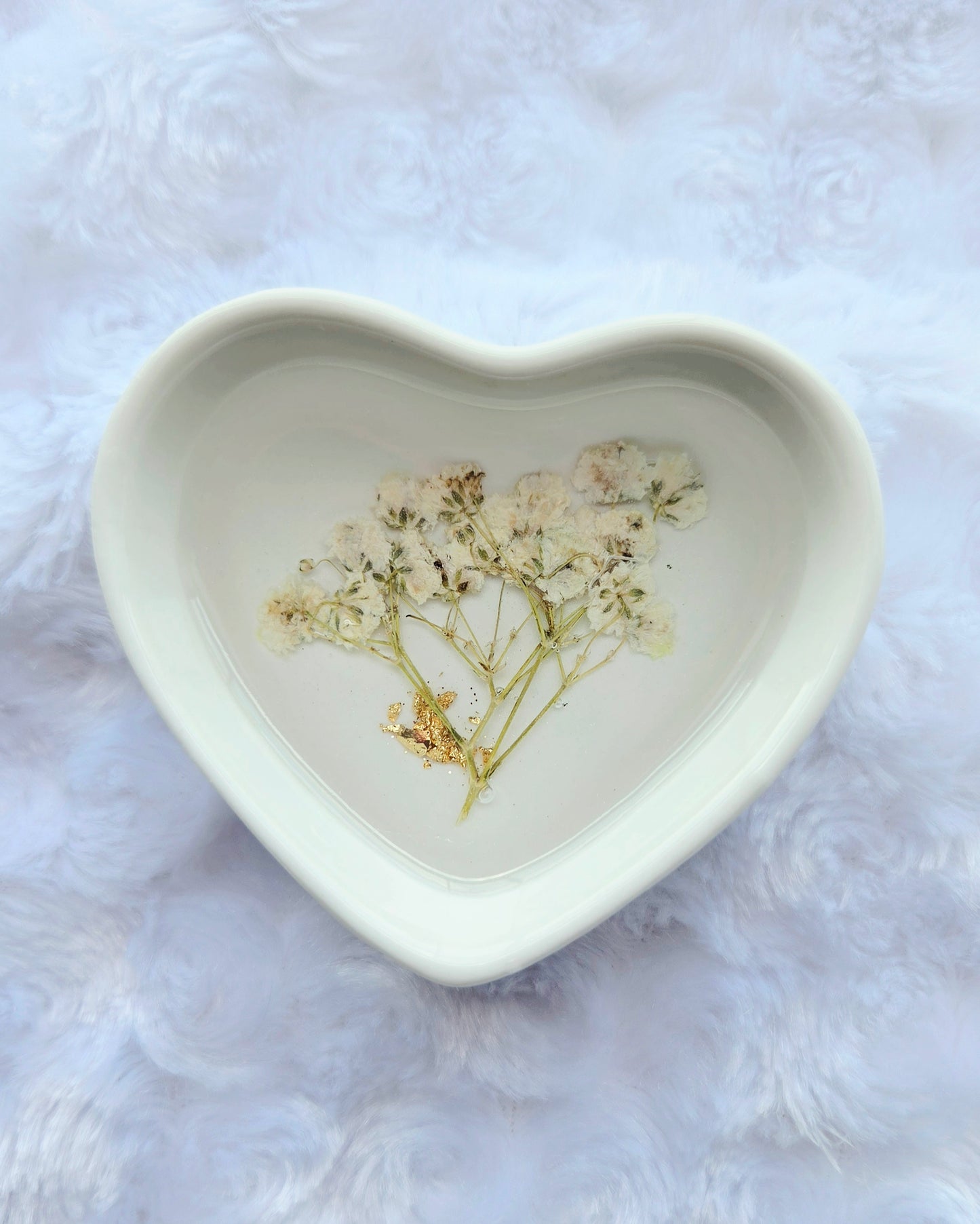Heart Jewelry Dish-White Florals